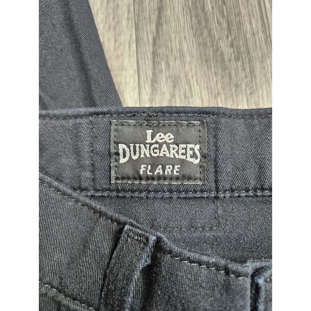 (3/$35) Lee Dungarees Juniors Size 7 Flare Pockets Black Denim Jeans - Picture 5 of 11